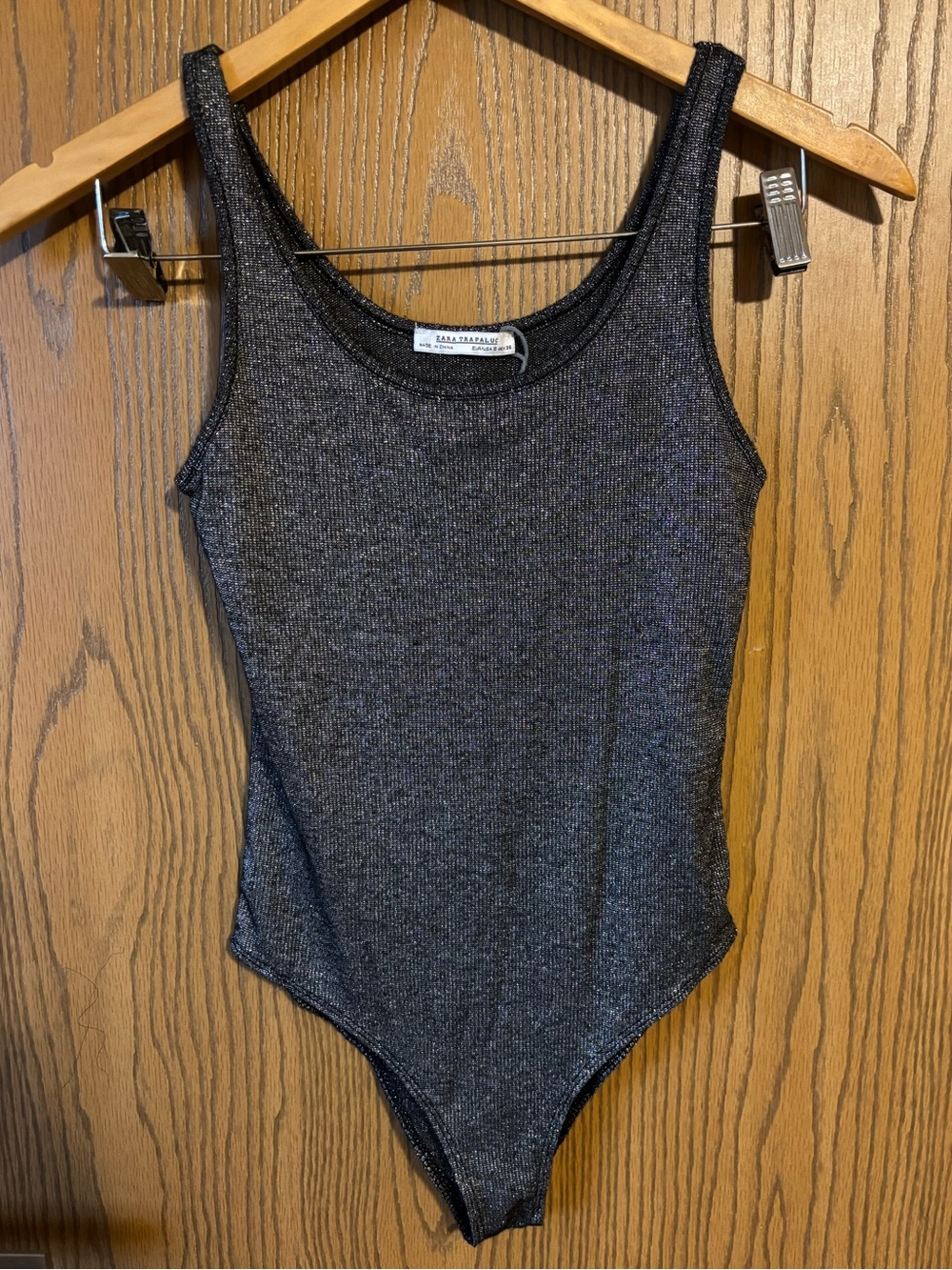 Zara Shimmer Tank Bodysuit - Charcoal
